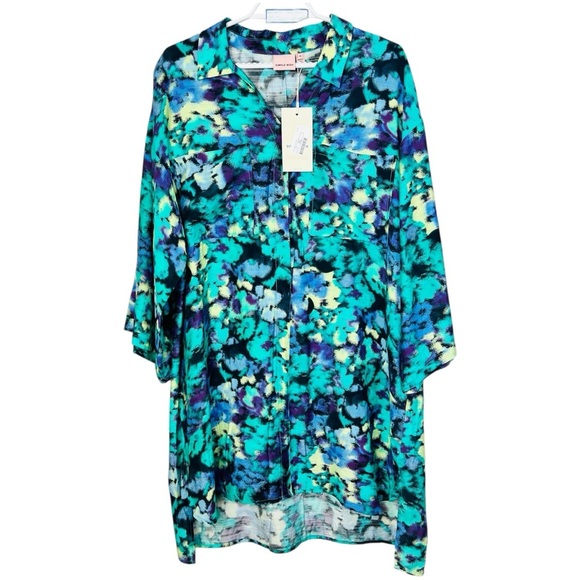 Simple Wish Dresses & Skirts - NWT Simple Wish Vibrant Blue Multicolor Tunic dress women size EU 46 Xl/ XXL